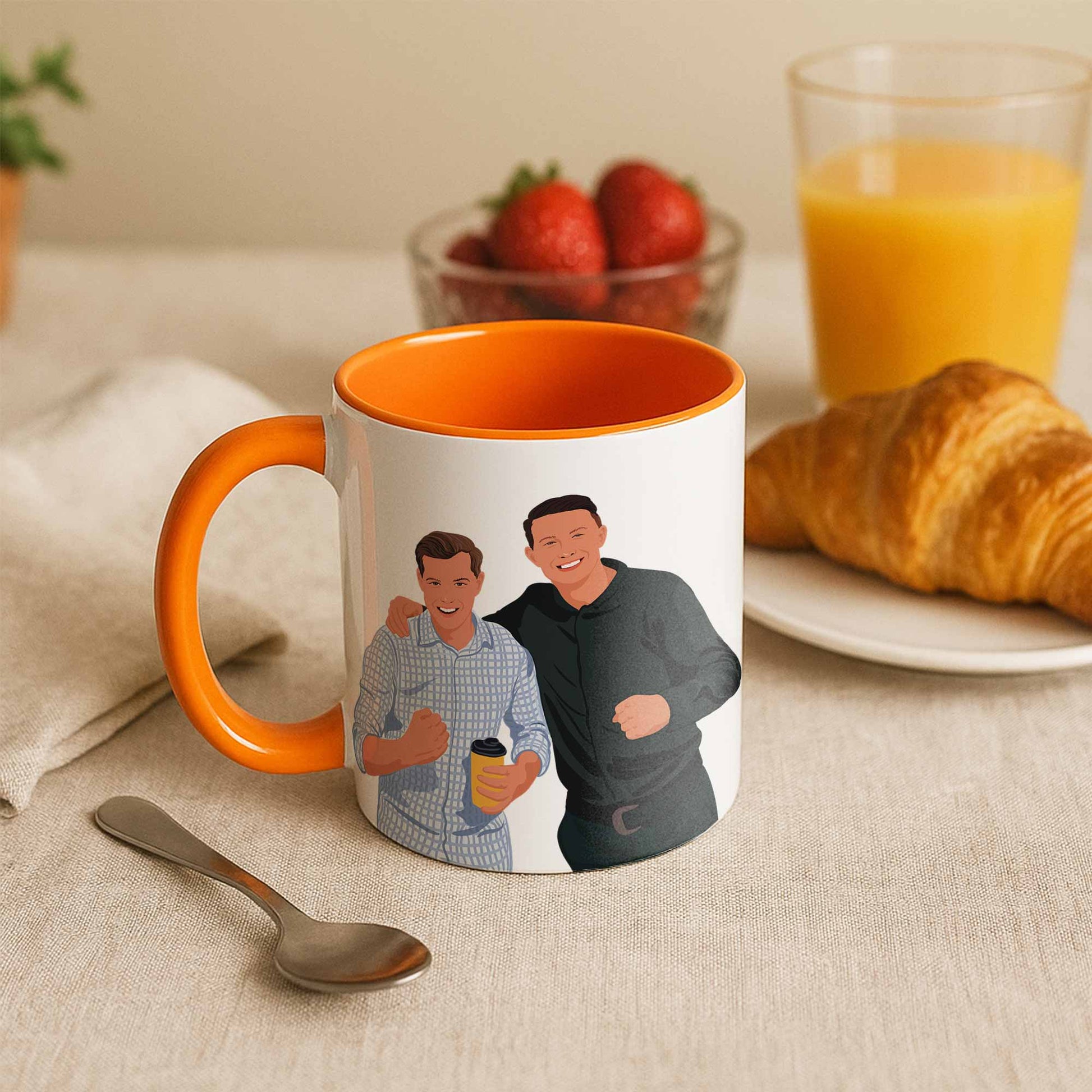 Custom Best Friends Portrait Turn Photo To Art, Thoughtful Friendship Gift, Best Friends Keepsake Accent Mug Coffee (11, 15oz)-BeUnikArt