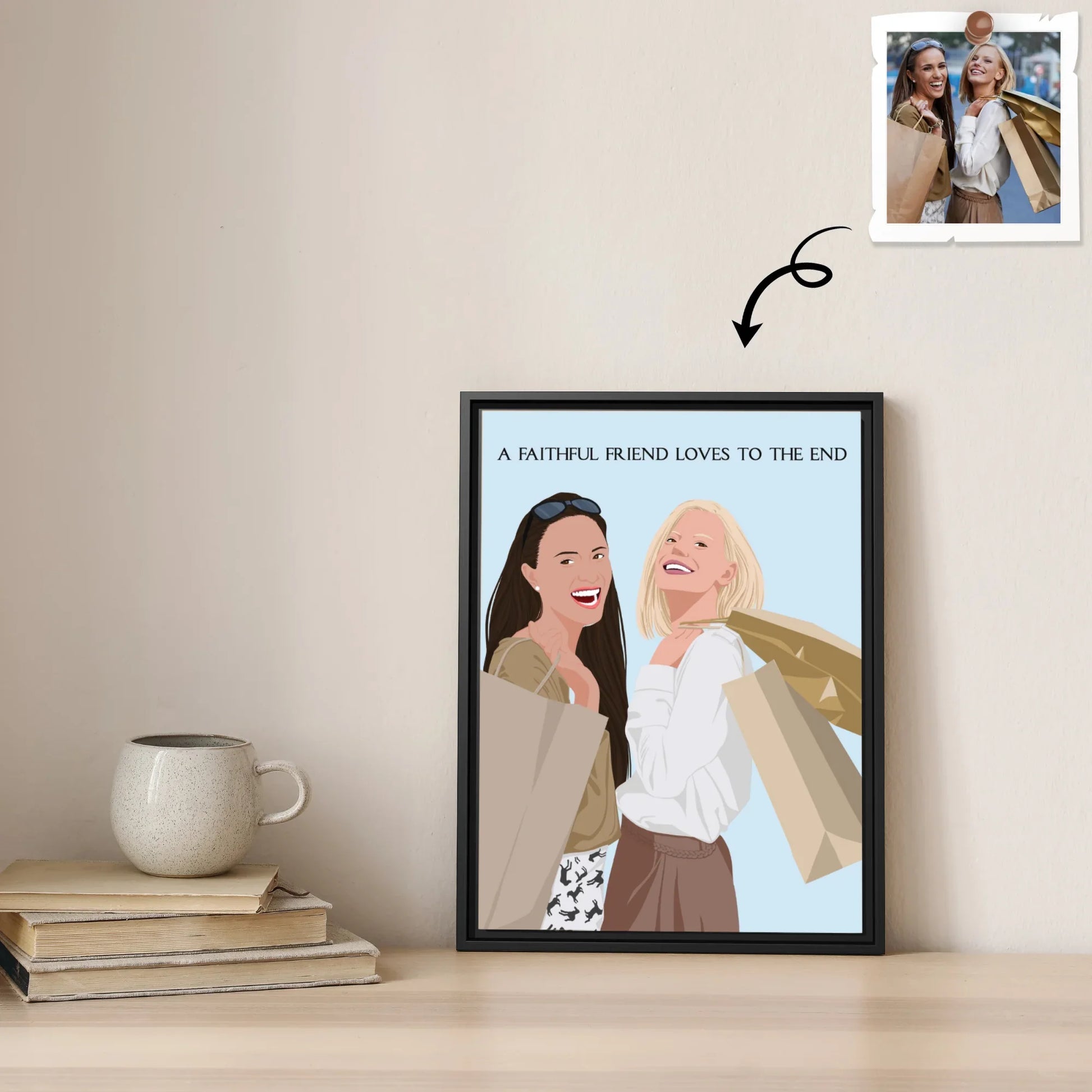 Custom Best Friends Portrait Turn Photo To Art, Thoughtful Friendship Gift, Best Friends Keepsake Gift Canvas-BeUnikArt