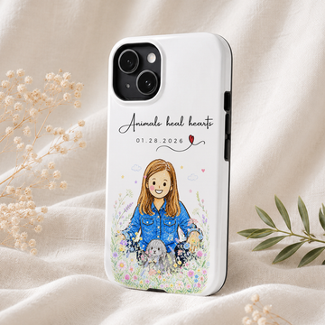 Personalized Pet & Owner Crayon Doodle Tough Phone Case with Custom Text