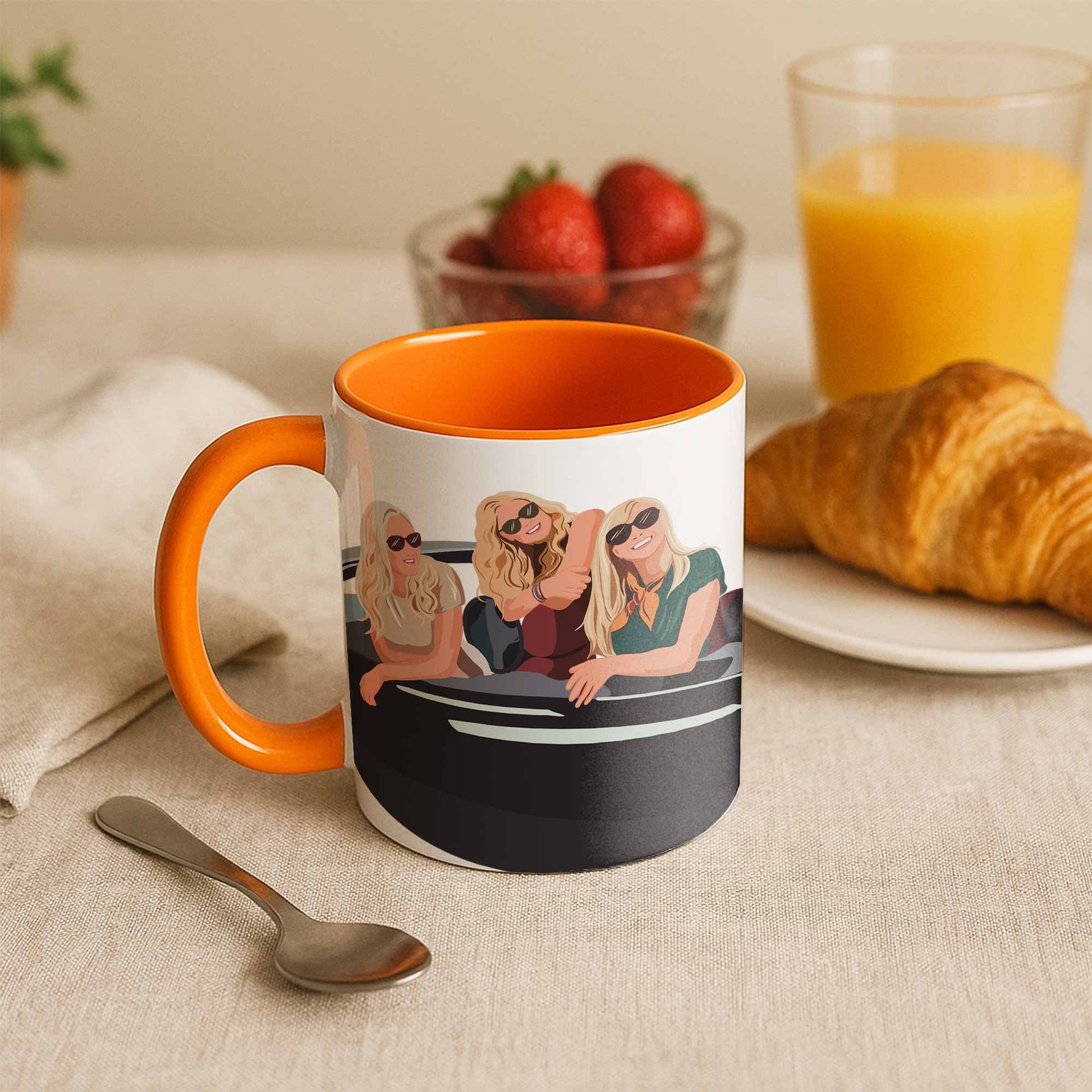 Turn Photo To Art Best Friend Portrait, Thoughtful Friendship Gift, Best Friends Present Canvas Accent Coffee Mug (11, 15oz)-BeUnikArt