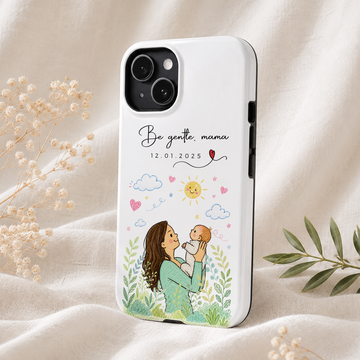 Personalized With Mom Crayon Doodle Tough Phone Case with Custom Text
