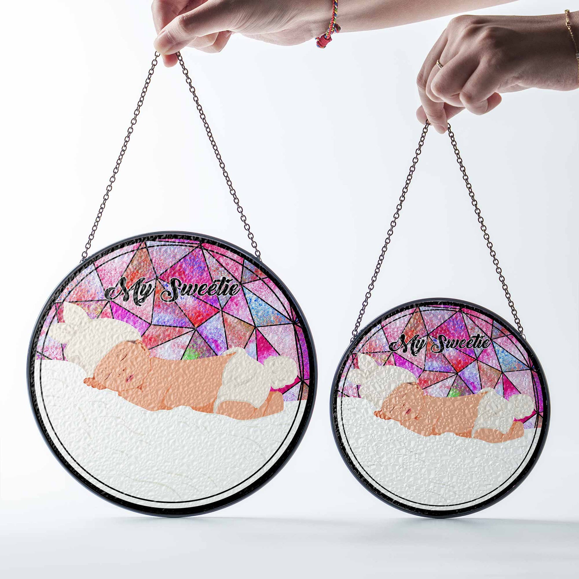 Customized Turn Art Baby Portrait From Photo, Unique Baby Shower Gift, Glass Suncatcher Nursery Window Decor-BeUnikArt