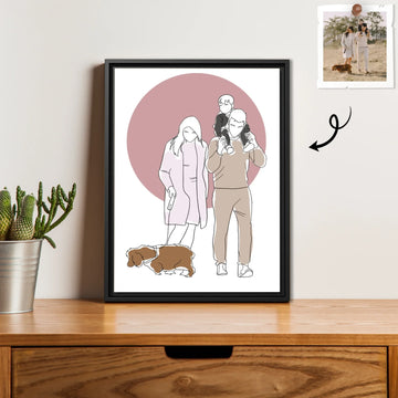 Personalized Turn Family Photo to Doodle Art Style, Perfect Gift for Father, Mother's Day, Family Picture Decorative Canvas-BeUnikArt