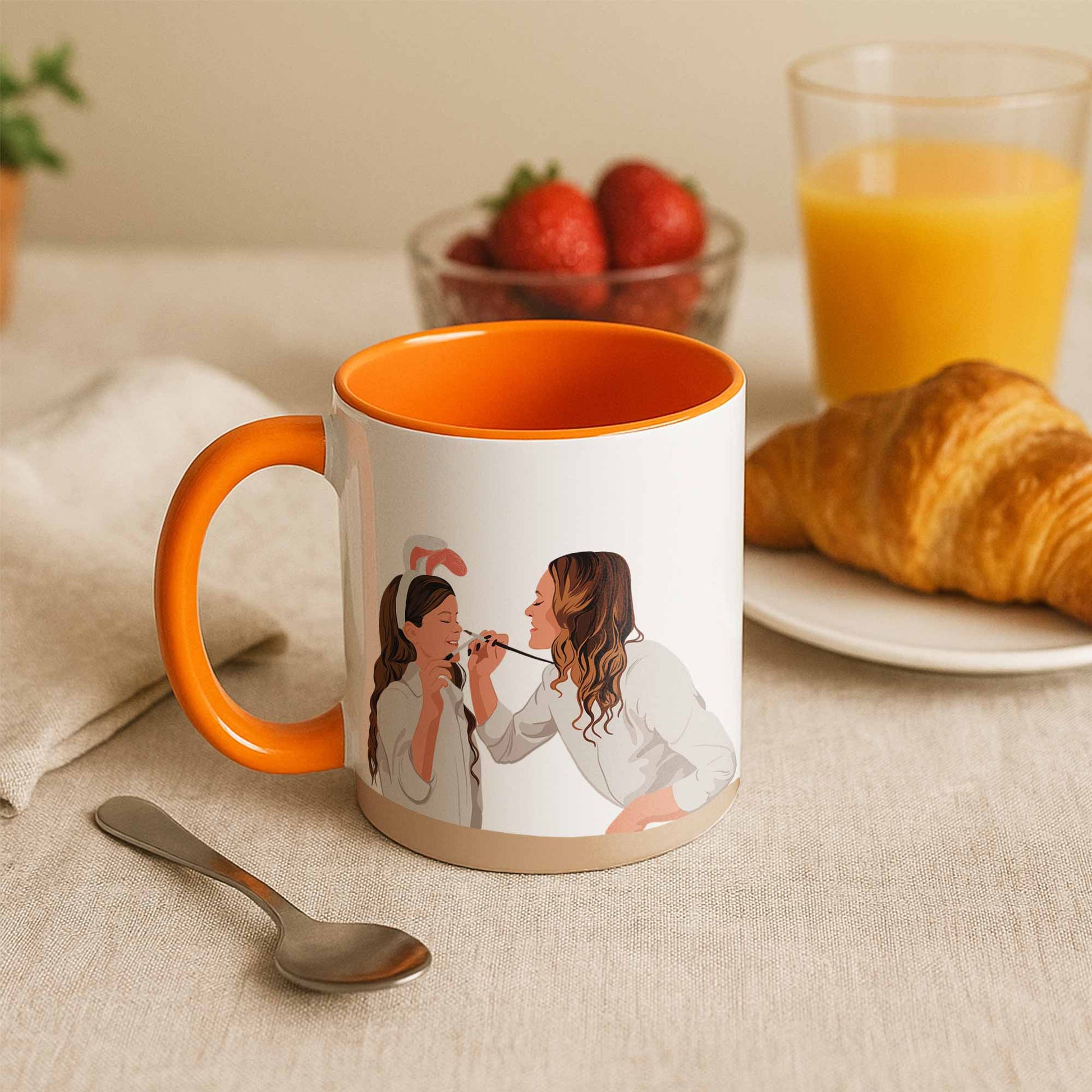 Custom Portrait Photo to Illustration Art, Personalized Gift for Memorial Mother's Day Accent Coffee Mug (11, 15oz)-BeUnikArt