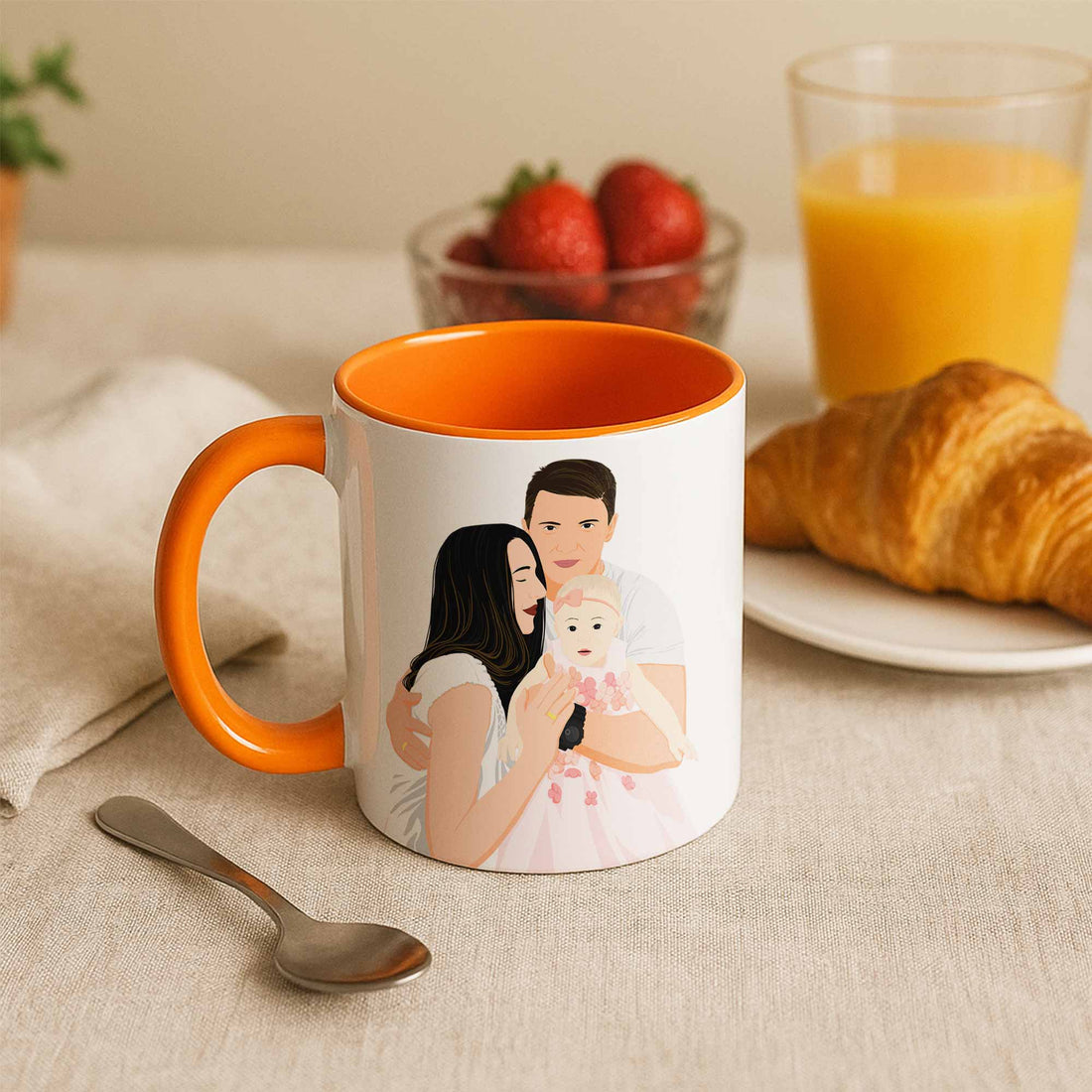 Personalized Family Portrait from Photo, Custom Illustrated Art on Mug, Anniversary Accent Coffee Mug (11, 15oz)-BeUnikArt