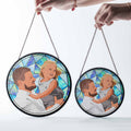 Customized Father and Baby Photo Potrait To Illustration Art, Family Photo Gift, Turn Art Glass Suncatcher Father's Day Gift-BeUnikArt