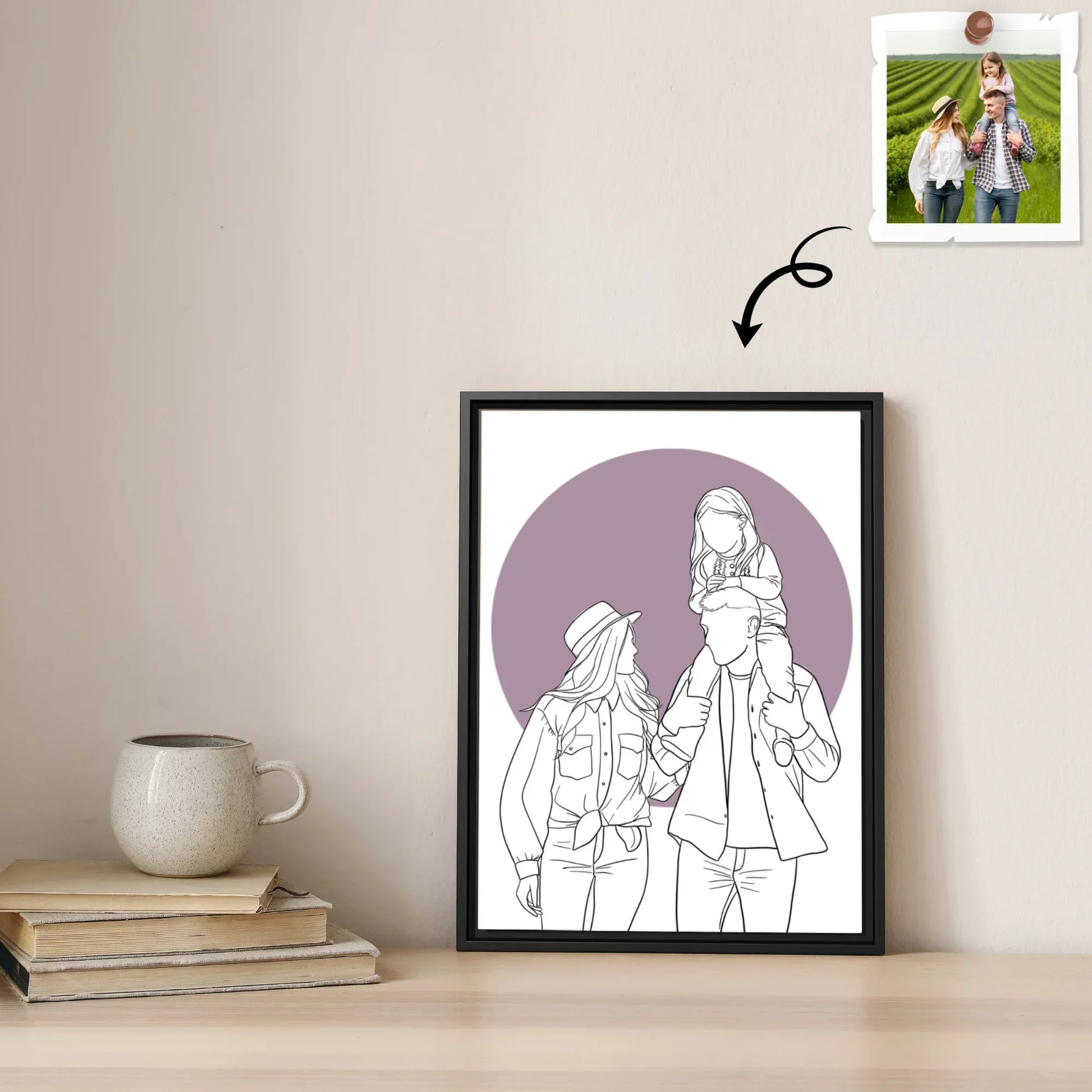 Minimalist Line Art from Your Photo Anniversary Family Gift Canvas-BeUnikArt