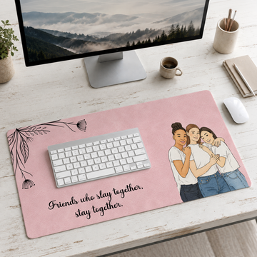 Personalized Friend Photo to Water Color Doodle Desk Mat with Custom Text