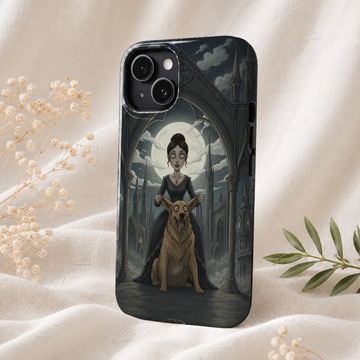 Custom Animal Tough Phone Case, Personalized Pet Photo Gothic Illustration Case with Name or Text