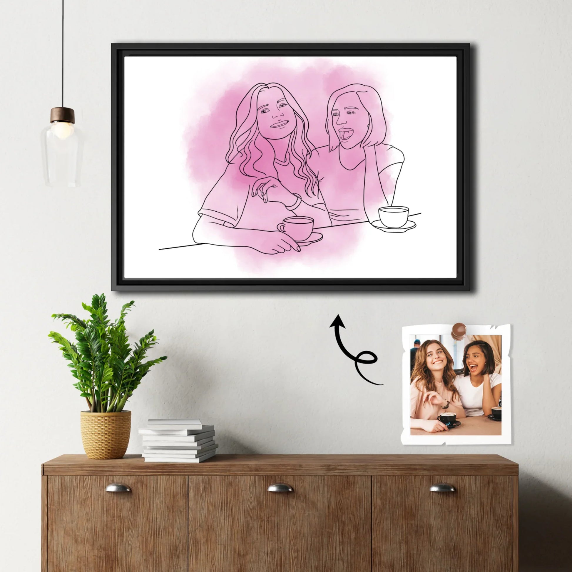 Personalized Friendship Line Art from Photo Best Friend Gift Canvas-BeUnikArt