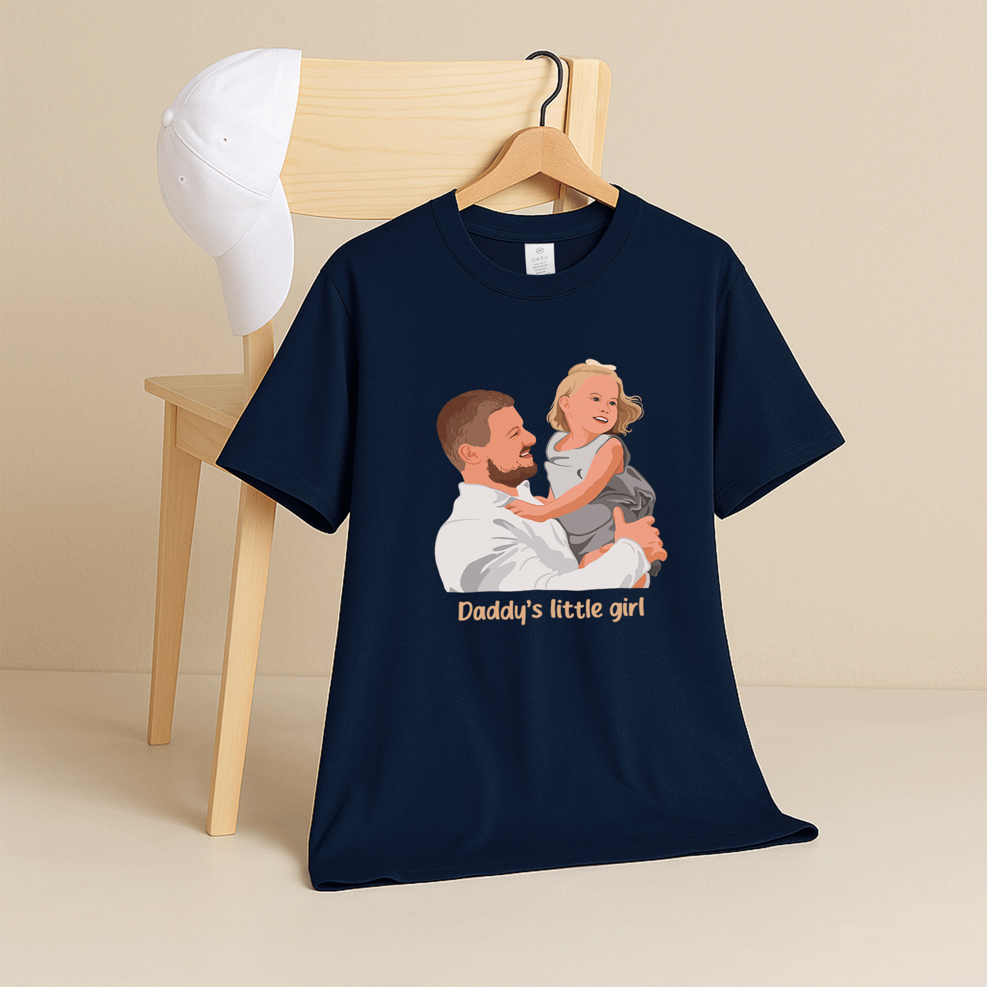 Customized Portrait to Art, Custom Gift Turn Art Picture For Dad, Memorial Fathers Day Unisex Crewneck T-shirt S-5XL-BeUnikArt
