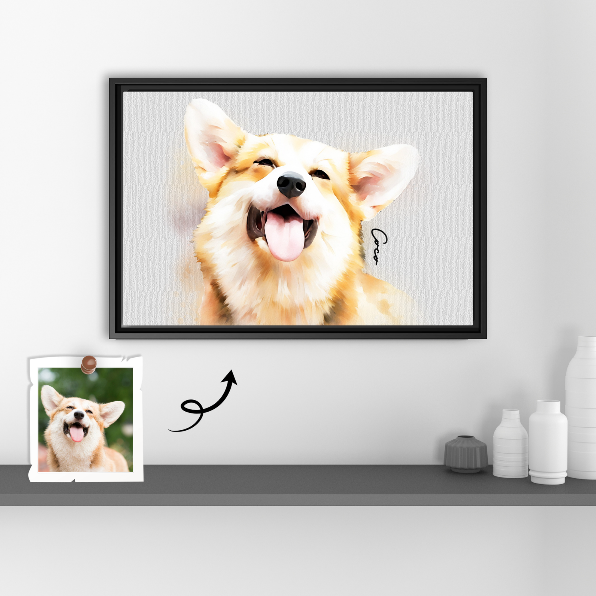 Turn Your Pet Adventures to Art, Custom Dog Cat Water Color Style Canvas for Fun Loving Homes, Pet Lover Canvas-BeUnikArt