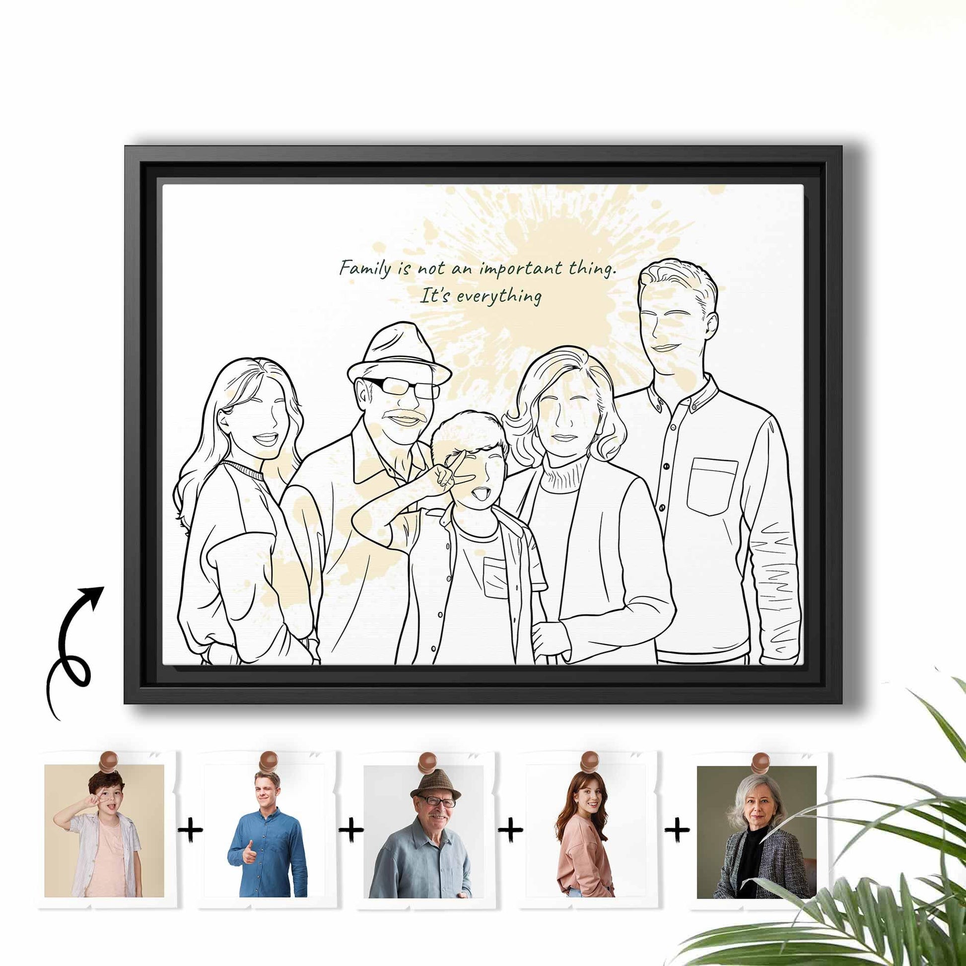 Custom Family Photo to Line Art, Couple Picture, Anniversaries Gift Canvas-BeUnikArt