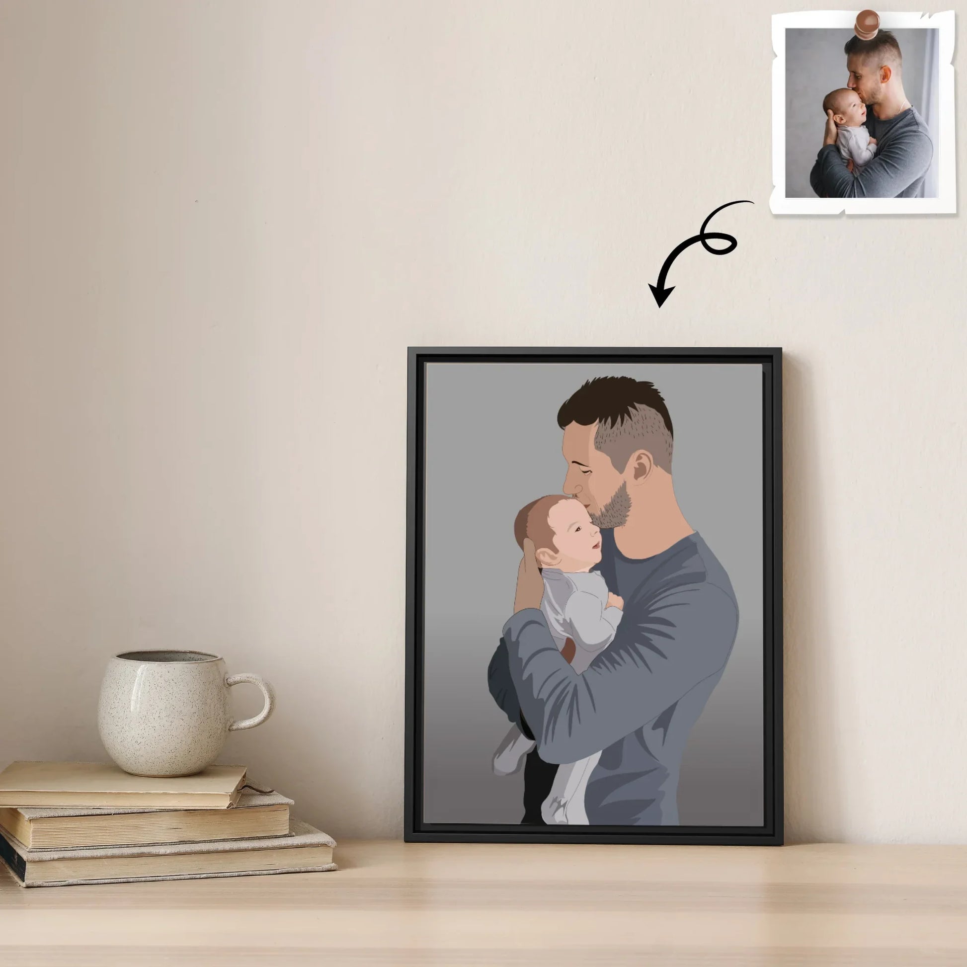 Personalized Turn Photo To Art Painting, Dad Potrait Photo Fathers Day Gift Canvas-BeUnikArt