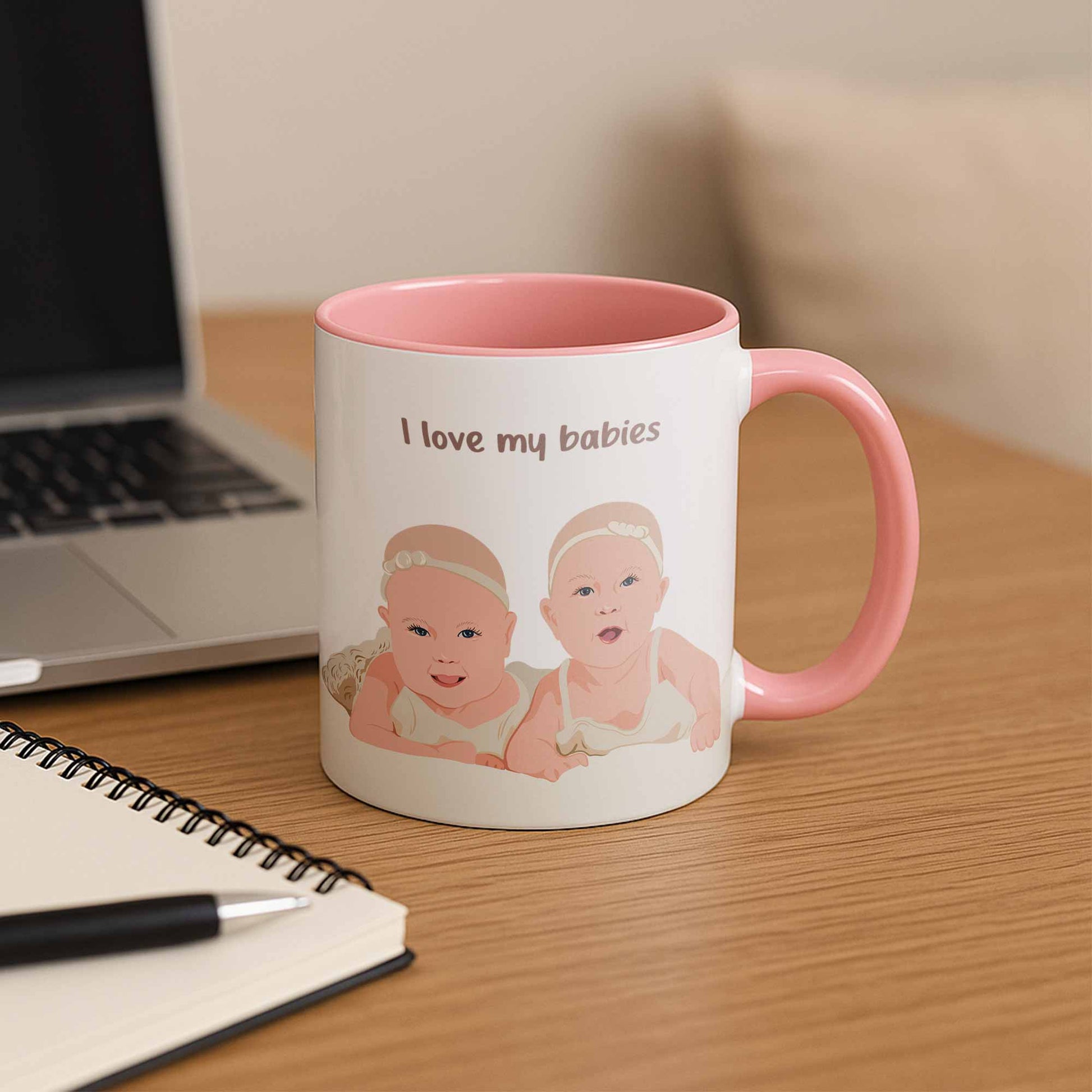 Custom Baby Portrait from Photo, Personalized Art Mug, Thoughtful Gift for Baby Shower, Accent Coffee Mug (11, 15oz)-BeUnikArt