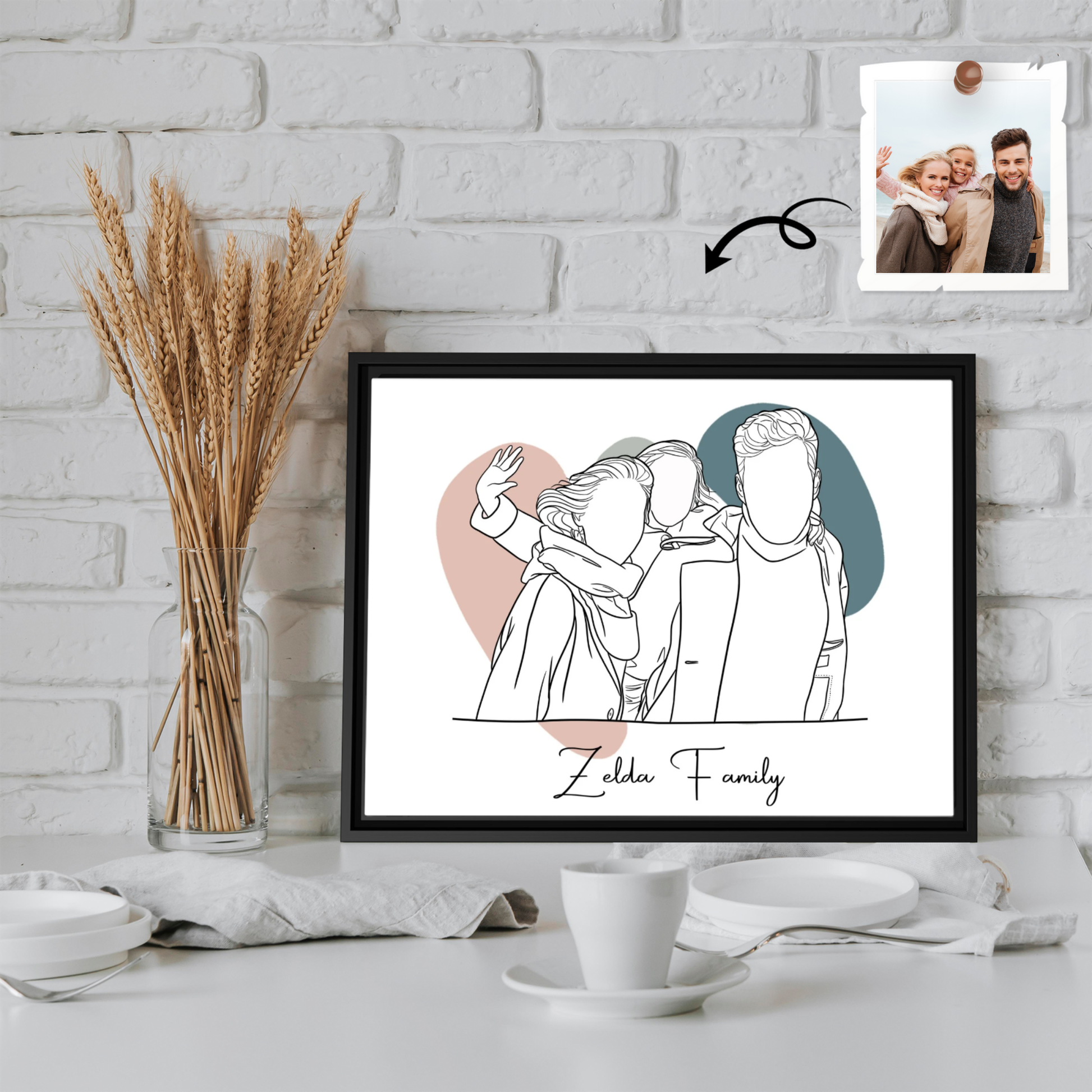 Custom Family Photo Turn To Line Art, Perfect Gift for Father, Mother's Day Canvas-BeUnikArt