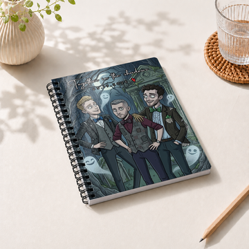 Personalized Gothic Friends Spiral Bound Journal with Custom Text, Custom Group Portrait Notebook Gift