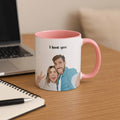 Personalized Couple Illustration Anniversary Gift, Custom Portrait from Photo on Accent Coffee Mug (11, 15oz)-BeUnikArt