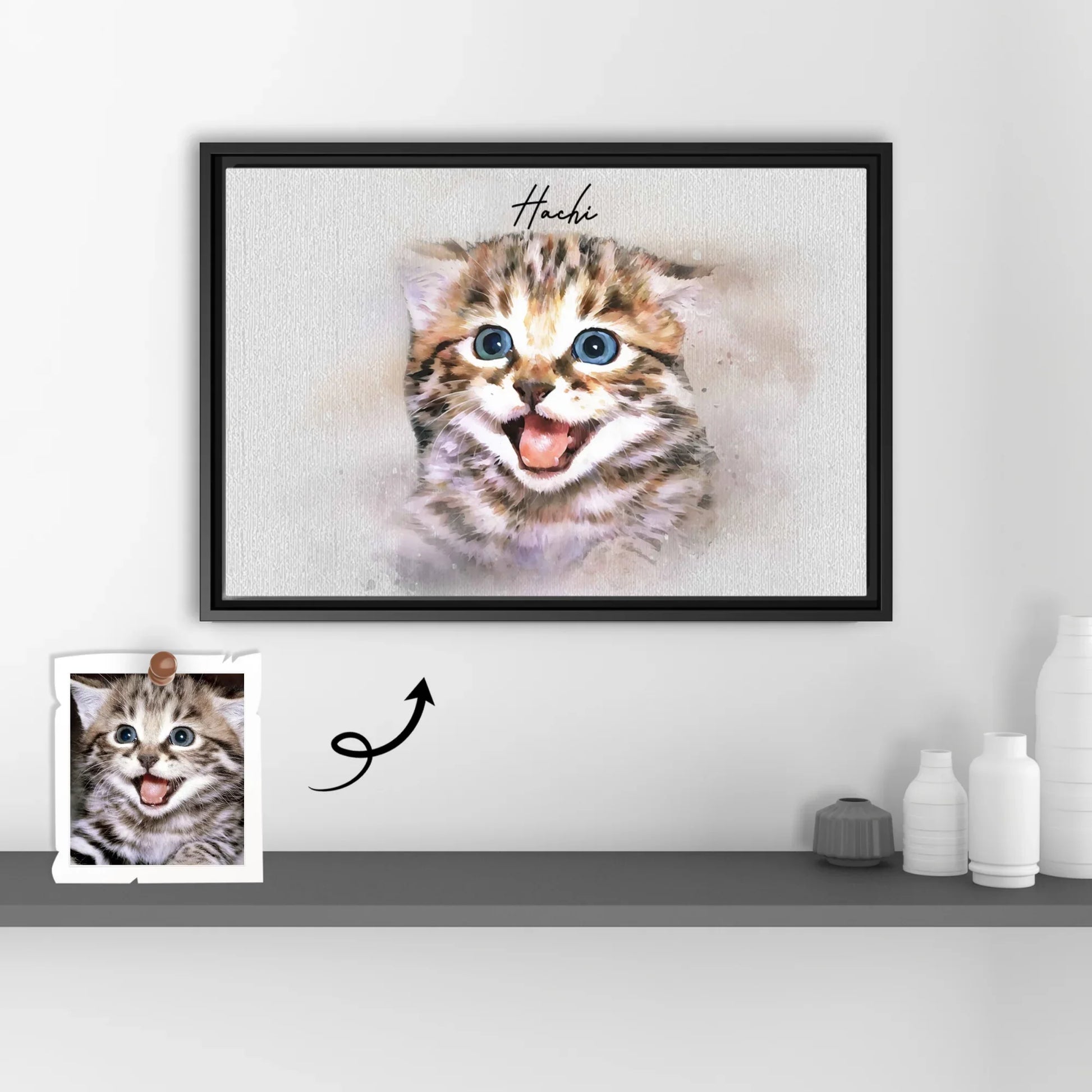 Custom Art Express Your Love for Pets, Turn Photo to Water Color Art, Unique Piece for Pet Canvas-BeUnikArt