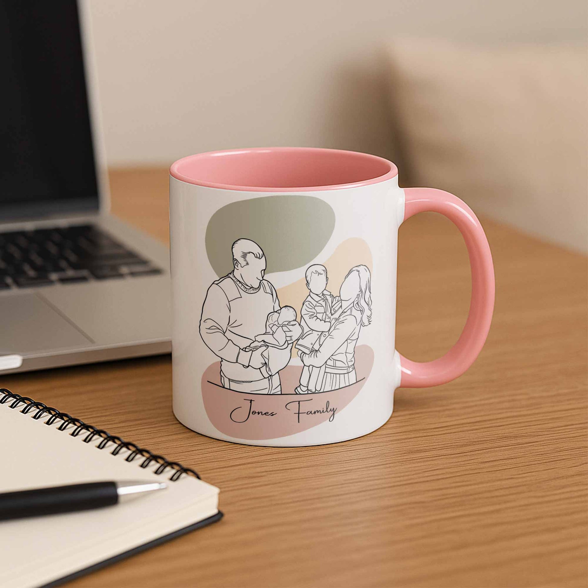 Custom Family Photo Turn To Line Art, Perfect Gift for Father, Mother's Day, Accent Coffee Mug (11, 15oz)-BeUnikArt