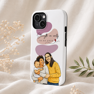 Personalized Big Family Water Color Doodle Tough Phone Case with Custom Text