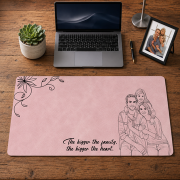 Personalized Photo to Line Art Family Keepsake Desk Mat