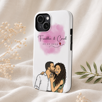 Personalized Couple Funny Doodle Tough Phone Case with Custom Text