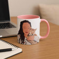 Customized Pet Lover Turn Portrait Photo to Illustration Art, Cat Mom Keepsake, Dog Memorial Present, Accent Coffee Mug (11, 15oz)-BeUnikArt