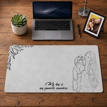 Personalized Photo to Line Art Dog Lover Gift Desk Mat