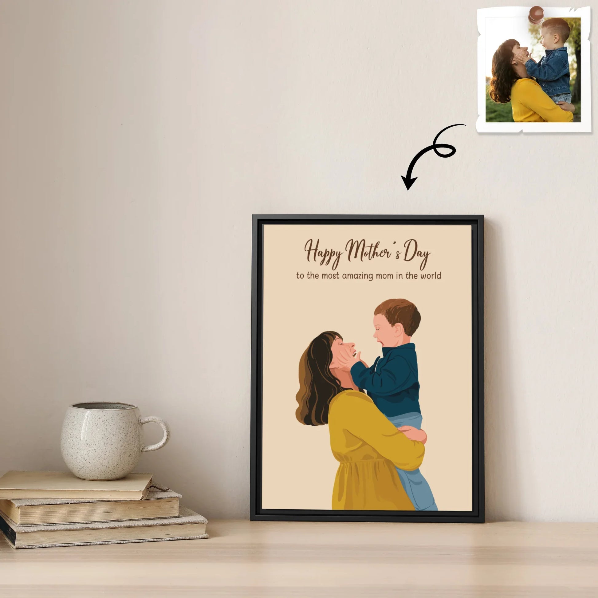 Custom Portrait from Photo, Personalized Illustration Painting Art, Memorial Mother's Day Gift Canvas-BeUnikArt
