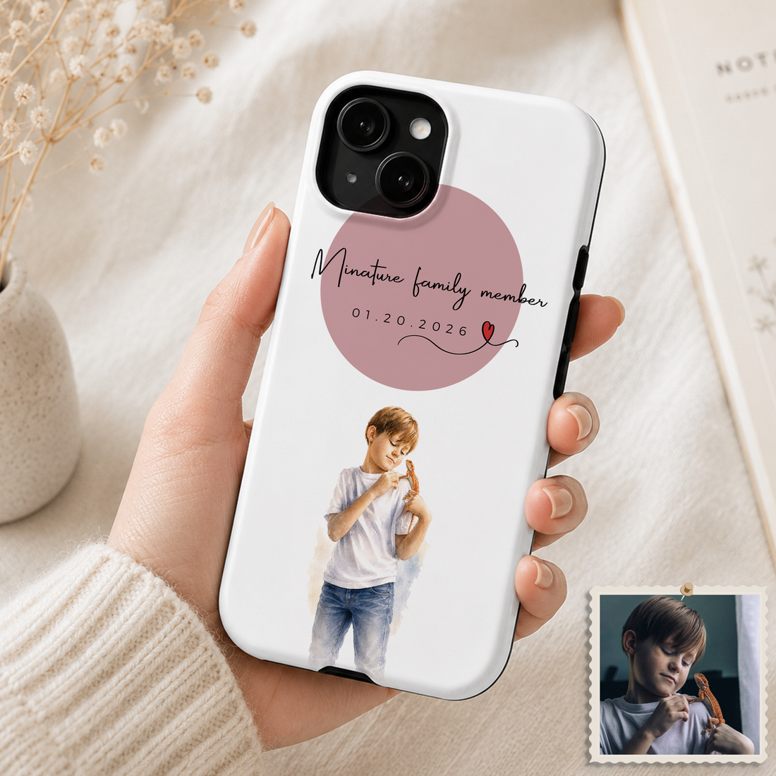 Tough Phone Case for iPhone & Samsung, Custom Pet Parent Water Color Case with Personalized Text