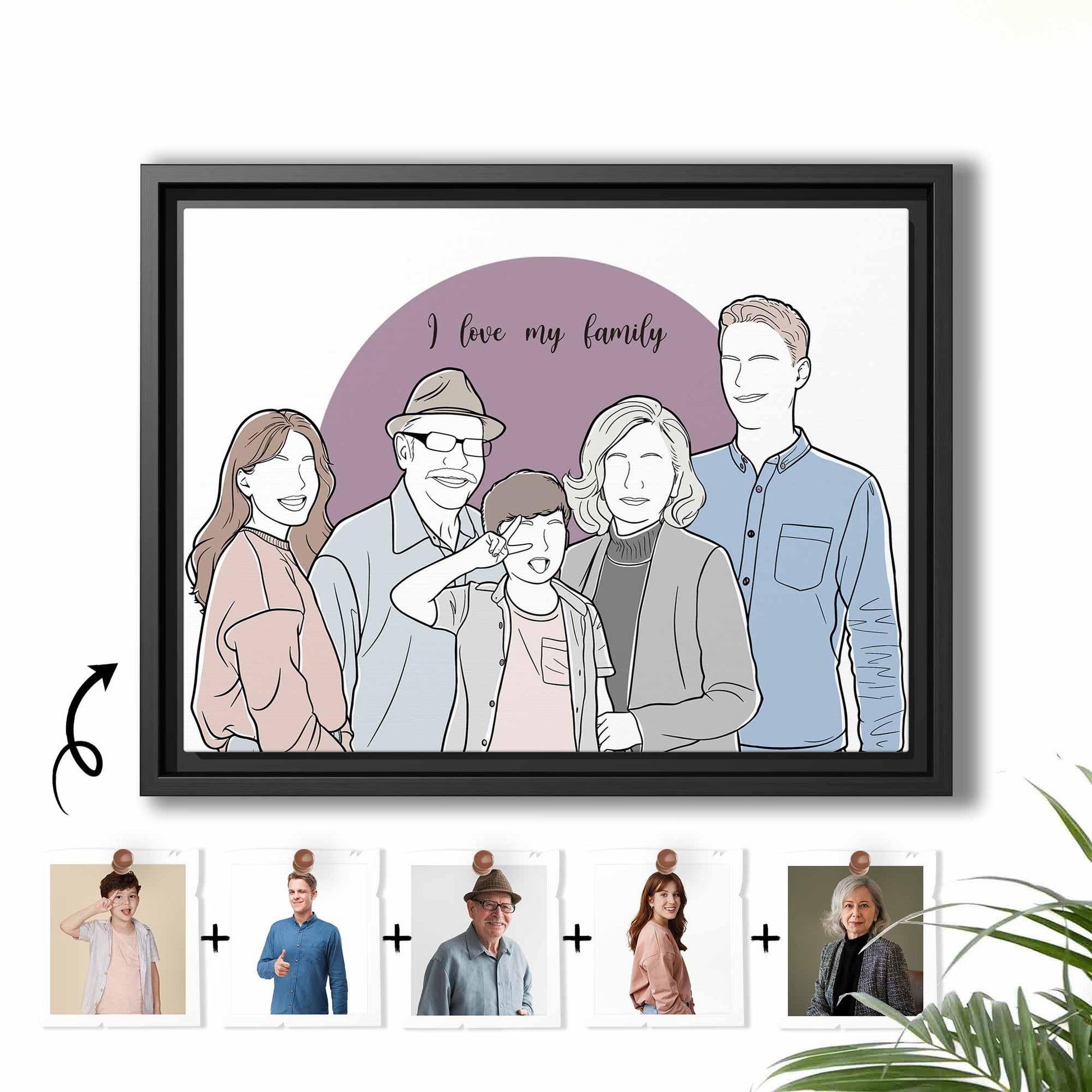 Personalized Turn Family Photo to Doodle Art Style, Perfect Gift for Father, Mother's Day, Family Picture Decorative Canvas-BeUnikArt