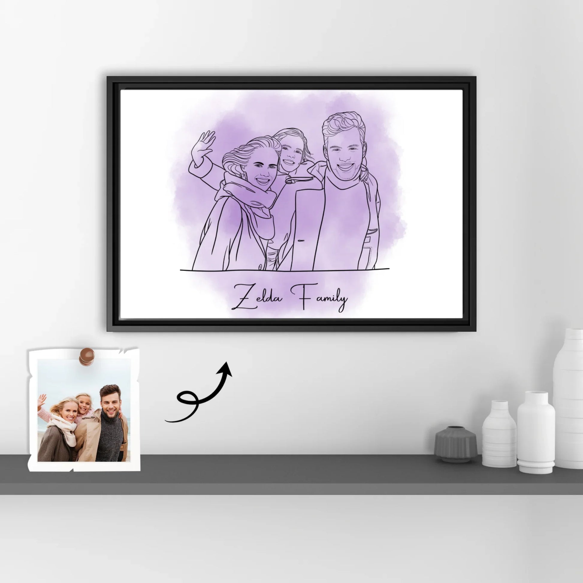 Personalized Line Art from Photo Couple Anniversary Family Gift Canvas-BeUnikArt