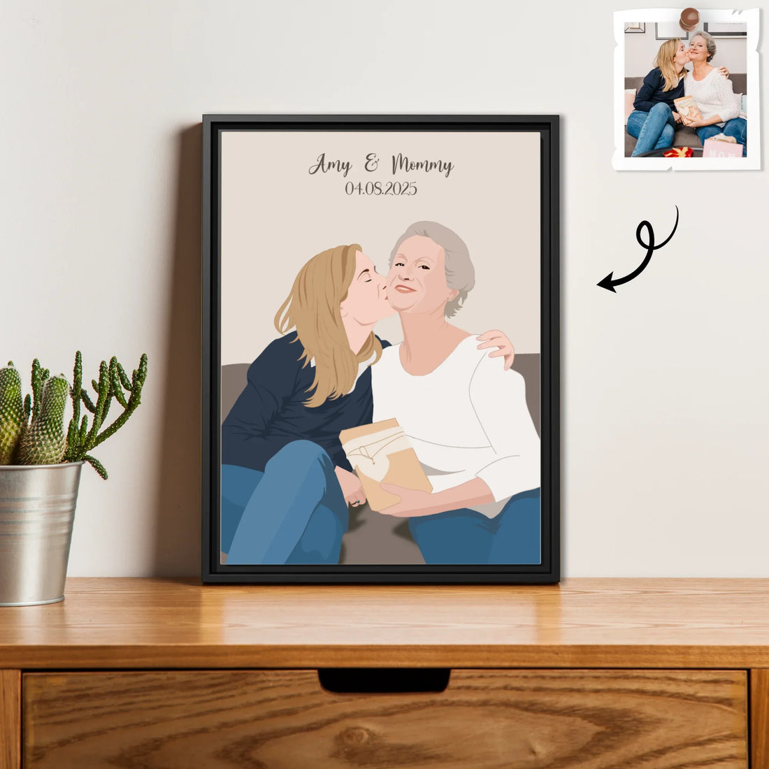 Happy Mothers Day Gift, Customized Portrait Photo to Illustration Art Paiting, Memorial Digital File-BeUnikArt