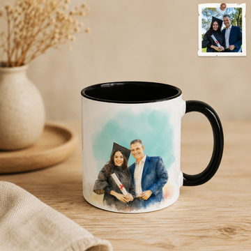 Personalized Graduation Photo to Water Color Accent Mug with Custom Text
