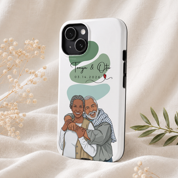 Personalized Couple Illustration Tough Phone Case with Custom Text