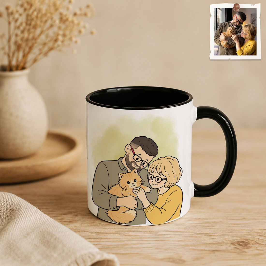 Custom Dog Cat Pet Owner Funny Doodle Accent Mug with Personalized Text