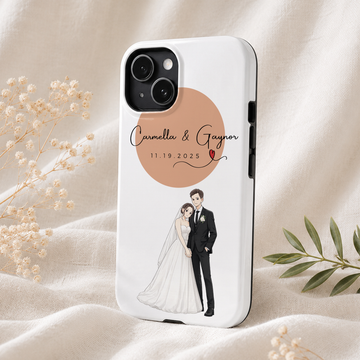 Personalized Couple Engagement Anime Illustration Tough Phone Case with Custom Text