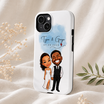 Personalized Wedding Caricature Tough Phone Case with Custom Text