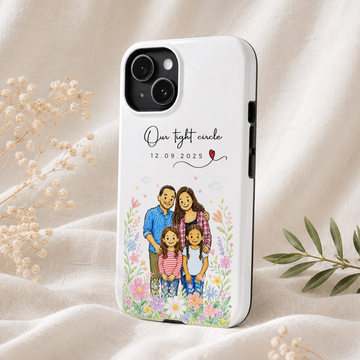 Personalized Couple Crayon Doodle Tough Phone Case with Custom Text