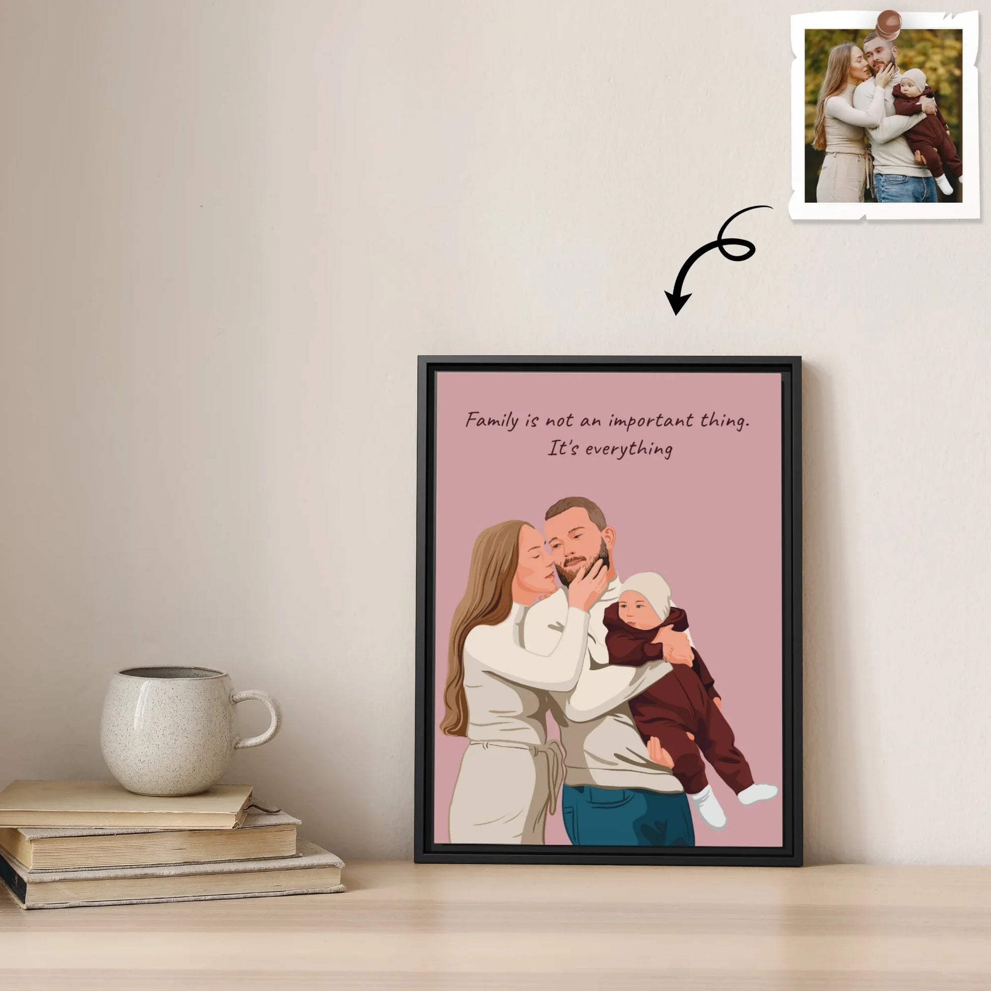 Personalized Family Portrait from Photo, Custom Illustrated Art, Unique Gift for Home, Anniversary Canvas-BeUnikArt