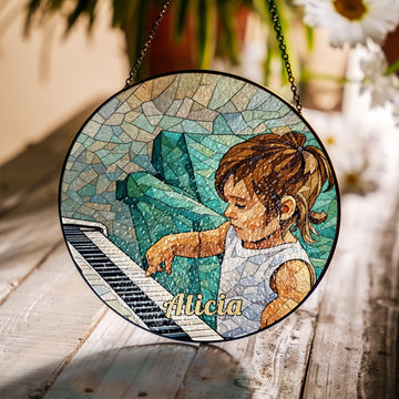 Personalized Baby Illustration Glass Suncatcher - Custom Gift for 1st Birthday, New Parents & Nursery Decor Keepsake