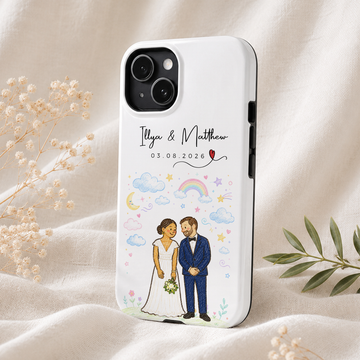 Personalized Wedding Crayon Doodle Tough Phone Case with Custom Text