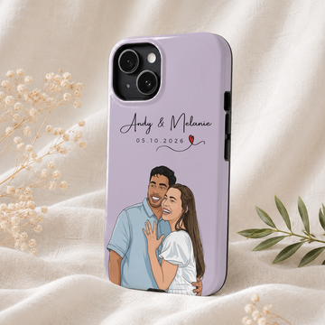 Personalized Engagement Wedding Illustration Tough Phone Case with Custom Text