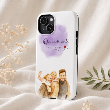 Personalized Big Family Water Color Tough Phone Case with Custom Text