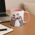 Turn Photo To Art Best Friend Portrait, Thoughtful Friendship Gift, Best Friends Present Canvas Accent Coffee Mug (11, 15oz)-BeUnikArt