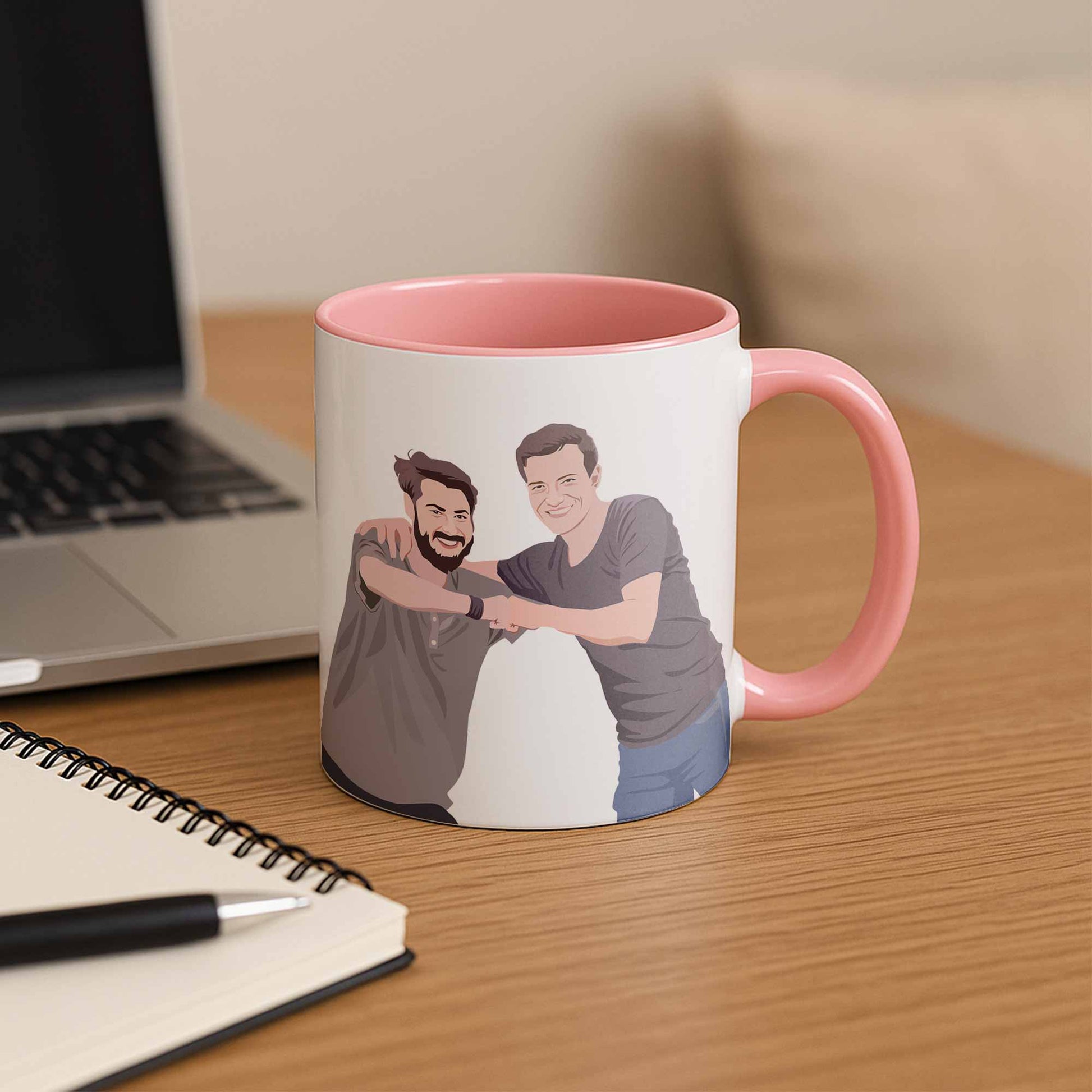 Turn Photo To Art Best Friend Portrait, Thoughtful Friendship Gift, Best Friends Present Canvas Accent Coffee Mug (11, 15oz)-BeUnikArt