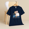 Customized Portrait Photo to Illustration Art Painting, Happy Mothers Day Gift Unisex Crewneck T-shirt S-5XL-BeUnikArt