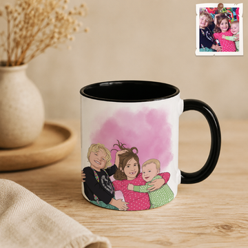 Custom Baby Siblings Illustration Accent Mug with Personalized Text