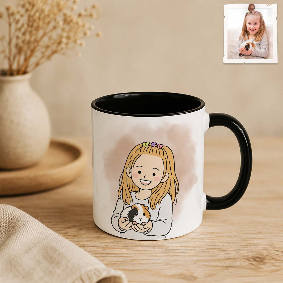 Custom Pet Parent Photo to Funny Doodle Accent Mug with Personalized Text